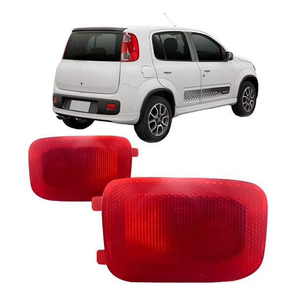Par Lanterna Refletor Traseiro Uno 2011 12 13 2014 Vermelha Ambos Lados Vermelho