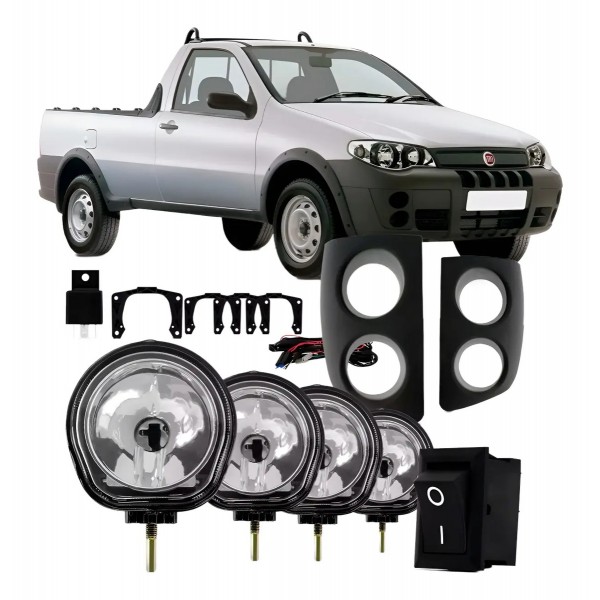 Kit Farol Milha Neblina Palio Strada Adventure G3 2004/2008 Transparente