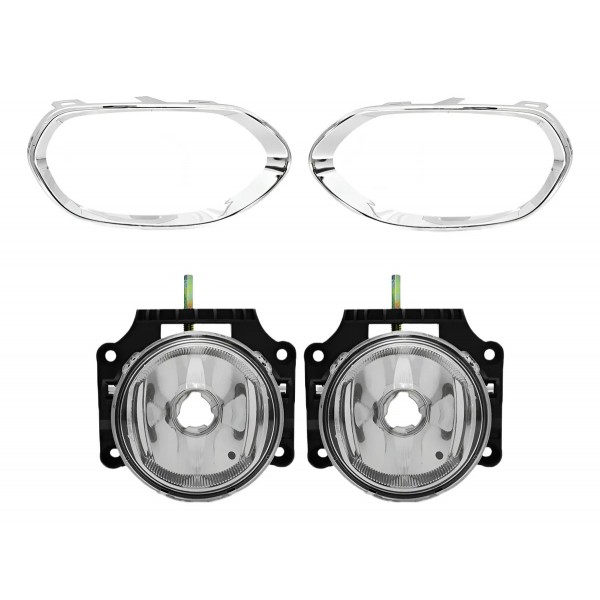 Kit Farol Milha Fiat Toro 2016 2017 2018 19 Moldura Cromada Cristal