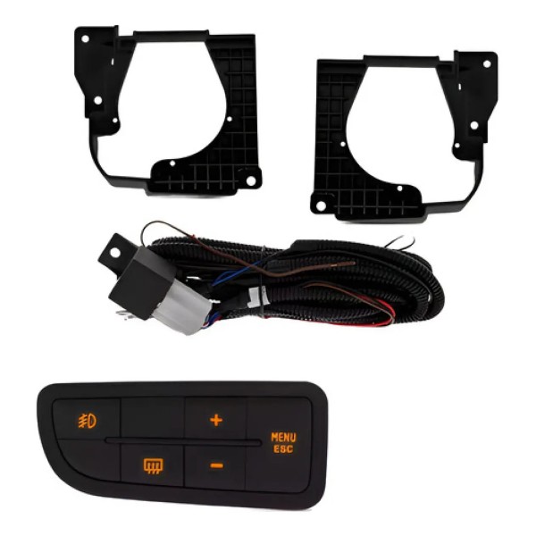 Kit Farol Auxiliar Palio 2013 À 2016 Com Grade Com Moldura