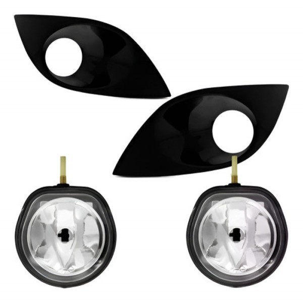 Kit Farol Auxiliar Palio 2013 À 2016 Com Grade Com Moldura