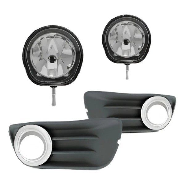 Kit Farol Milha Palio G3 2011 À 2015 Economy Aro Cromado