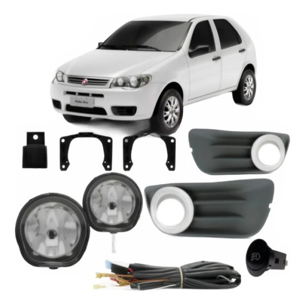 Kit Farol Milha Palio G3 2011 À 2015 Economy Aro Cromado.