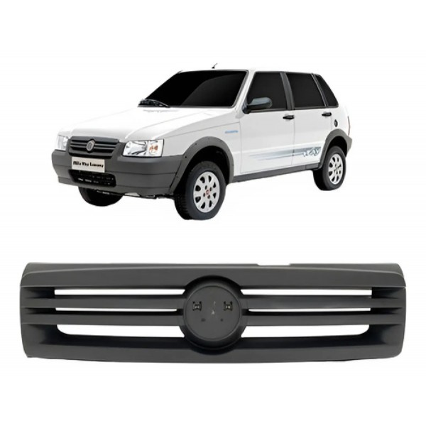 Grade Radiador Uno 2009 2010 2011 Preto Sem Friso Emblema