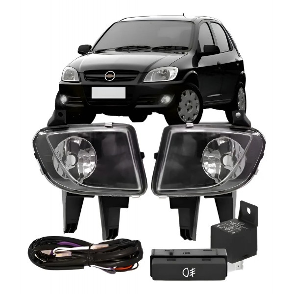 Kit Farol Neblina Milha Auxiliar Celta Prisma 2007 À 2010 Cristal