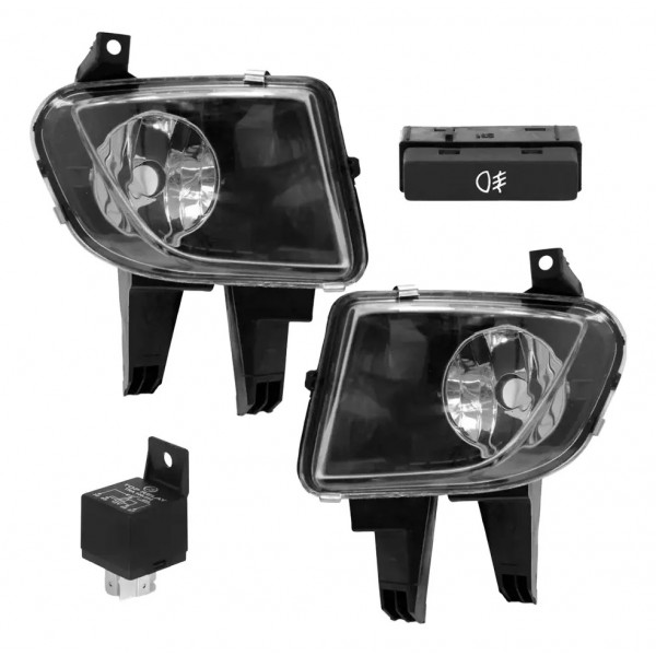 Kit Farol Neblina Milha Auxiliar Celta Prisma 2007 À 2010 Cristal