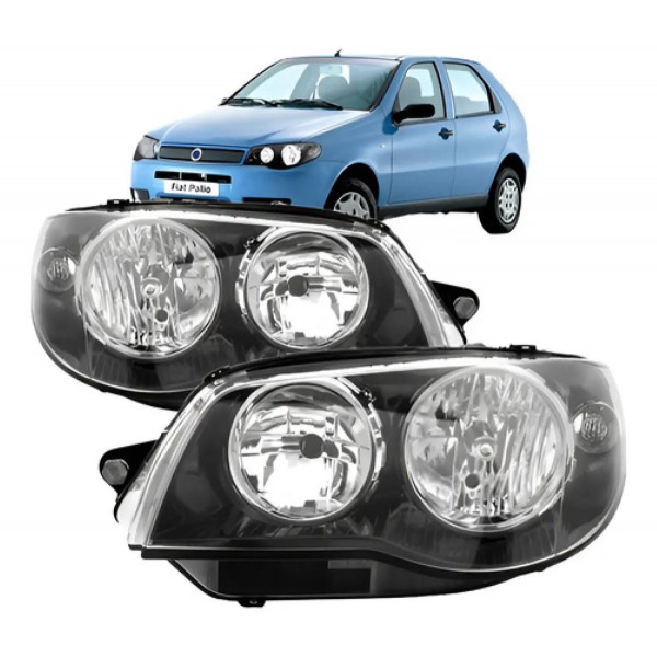 Par Farol Mascara Negra Palio Hlx 2004 A 2013 Aro Cromado