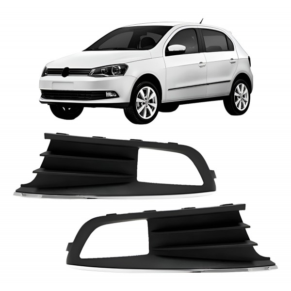 Par Moldura Milha Gol G6 2013 2014 2015 2016 C/friso Cromado