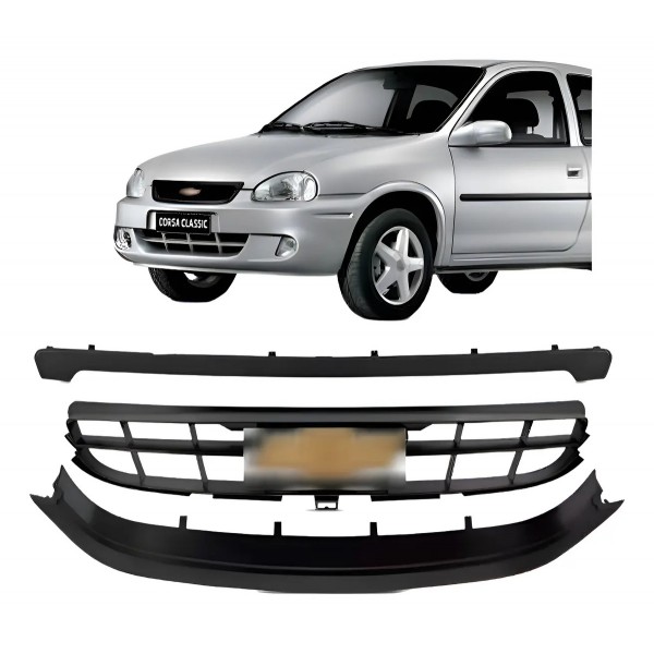 Grade Corsa 2008 2009 2010 Completa 3 Partes Com Emblema Preto