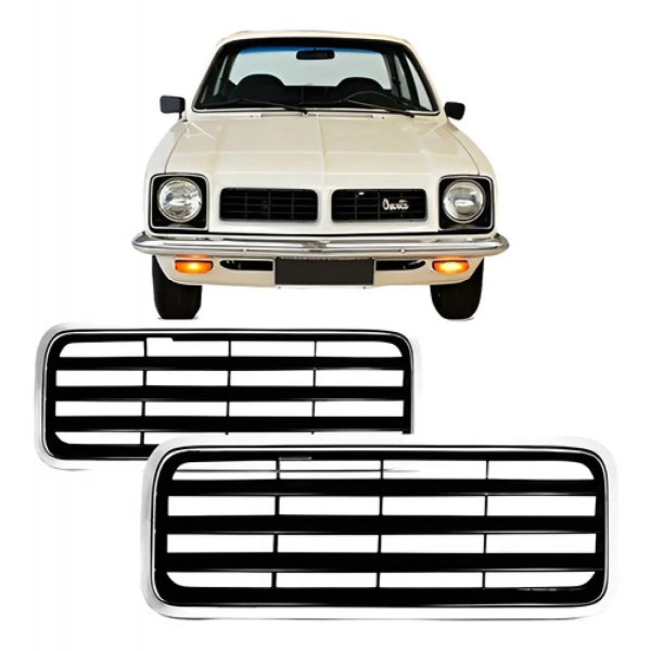 Par Grade Moldura Radiador Chevette 1978 79 80 81 1982 Prata Preto