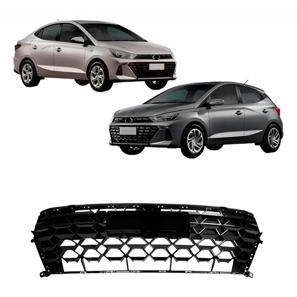 Grade Central Hb20 2023 2024 Dianteira Preta Brilhante