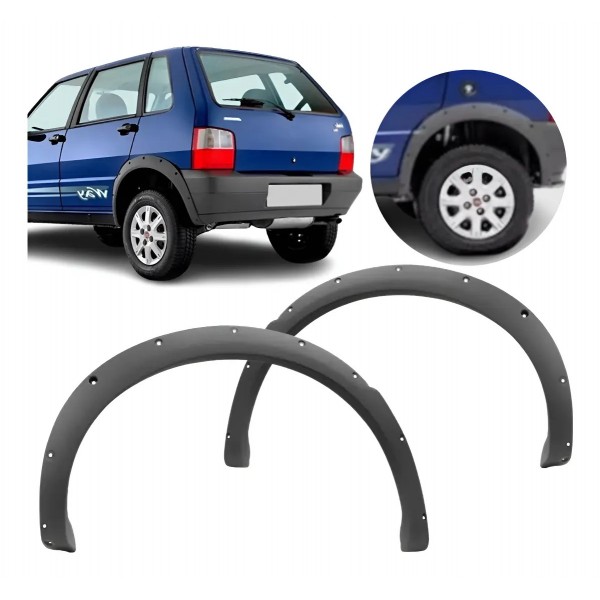 Par  Vão Roda Alargador Traseiro Uno Way 2004 A 2013 Cinza