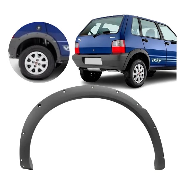 Alargador Vão Roda Moldura Traseiro Uno Way 2004/2013 Cinza