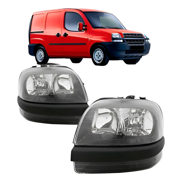 Par Farol Para Fiat Doblo 2002 A 2009 Fumê Com Auxiliar
