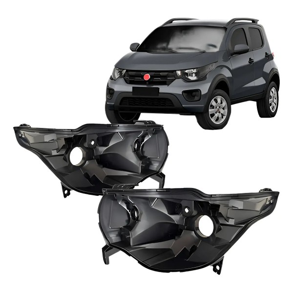 Par Carcaça Farol Para Fiat Mobi 2016 2017 2018 2019 A 2022