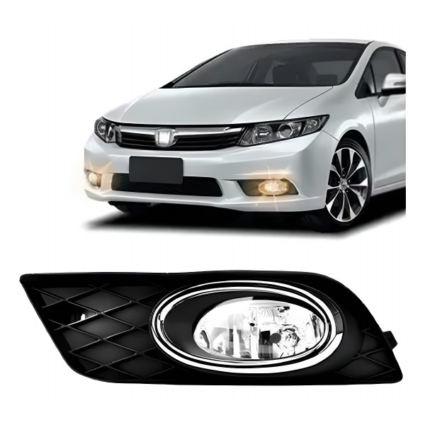 Farol Auxiliar Milha Com Grade Para Civic 2012 2013 2014