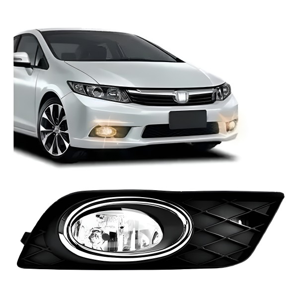 Farol Auxiliar Milha Com Grade Para Civic 2012 2013 2014