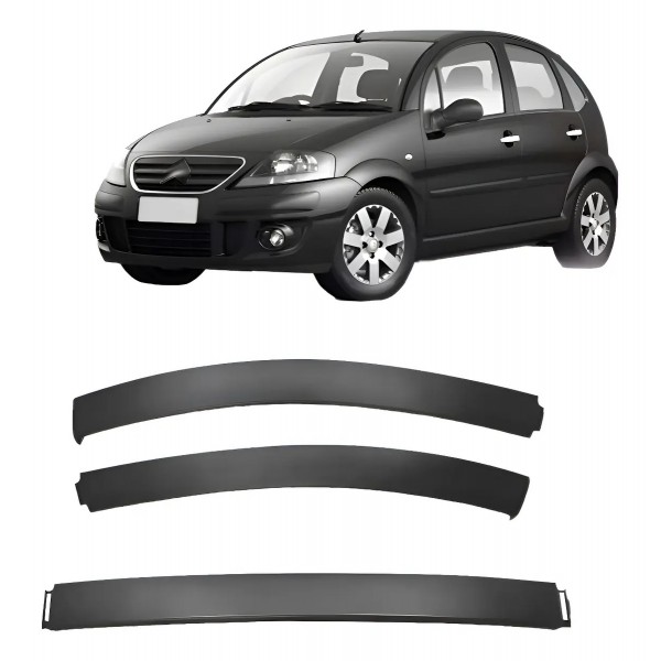 Spoiler Dianteiro Para Citroen C3 2003 Até 2008 3 Peças Preto