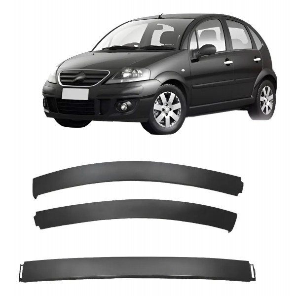 Spoiler Dianteiro Para Citroen C3 2003 Até 2008 3 Peças Preto