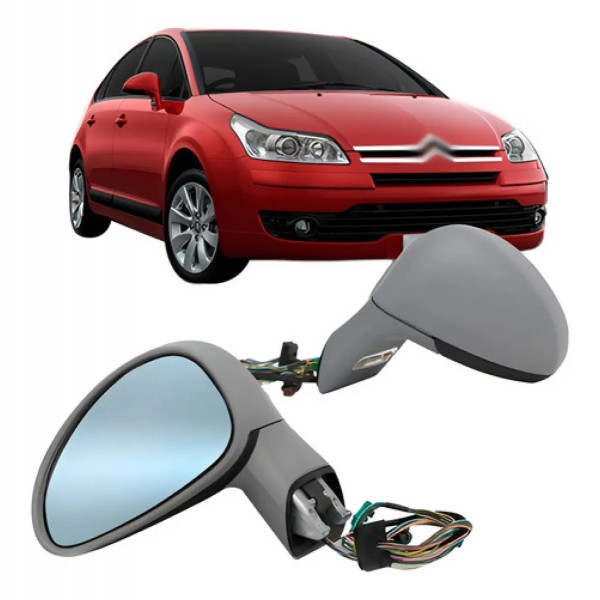 Par Retrovisor C4 2008 A 2012 Elétrico Com Pisca Lente Azul