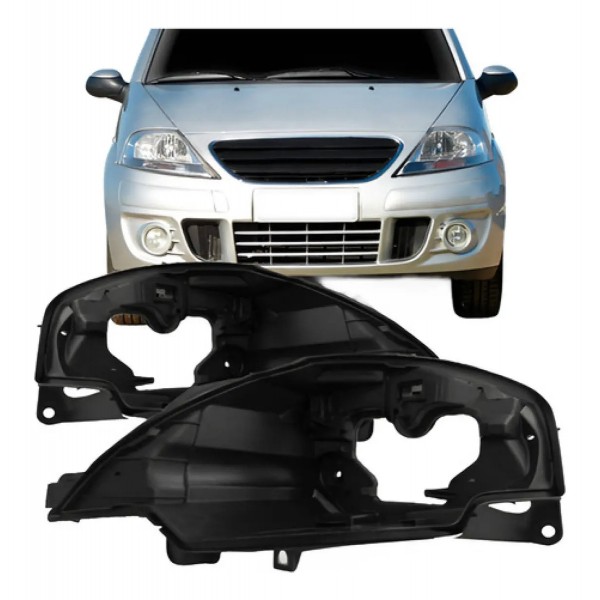 Par Carcaça Farol Citroen C3 2003 Á 2012 Elétrico