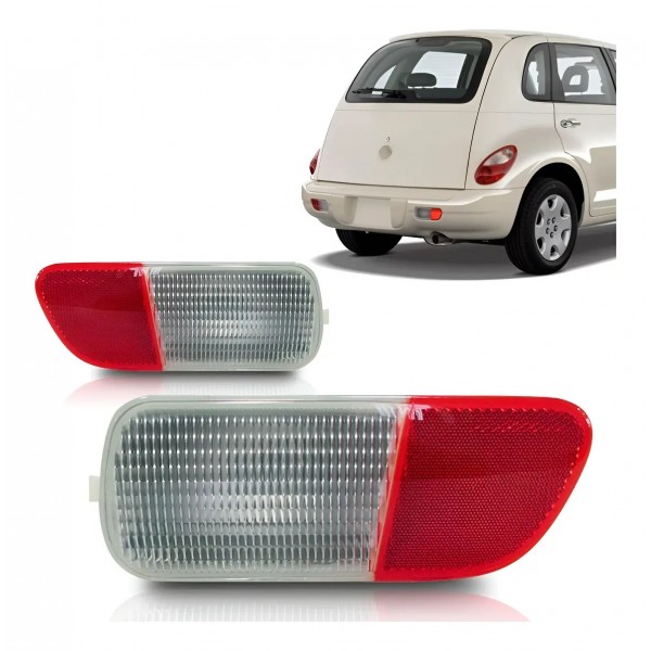 Par Sinaleira Parachoque Pt Cruiser 06 07 08 09 10 Refletor Vermelho E Cristal