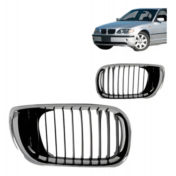 Par Grade Radiador Bmw S3 2002 2003 2004 2005 Cromado Preto