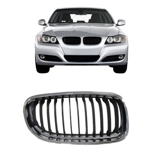 Grade Radiador Bmw 320 2009 A 2012 Cromada Com Friso Preto