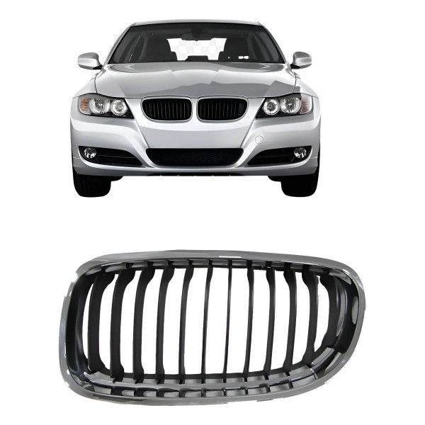 Grade Radiador Bmw 320 2009 A 2012 Cromada Com Friso Preto