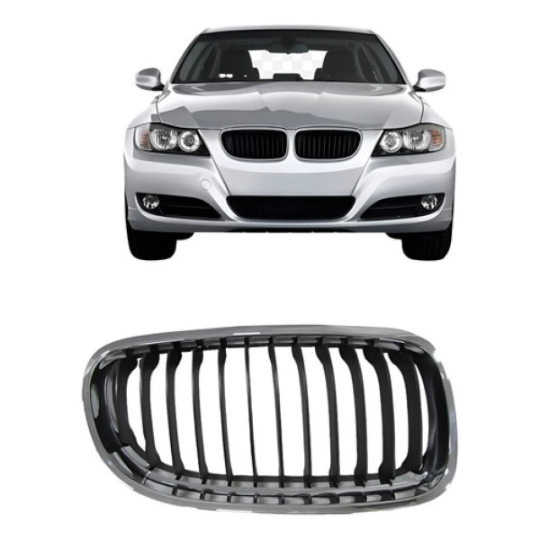 Grade Radiador Bmw 320 2009 A 2012 Cromada Com Friso Preto