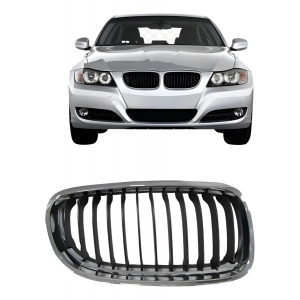 Grade Radiador Bmw 320 2009 A 2012 Cromada Com Friso Preto
