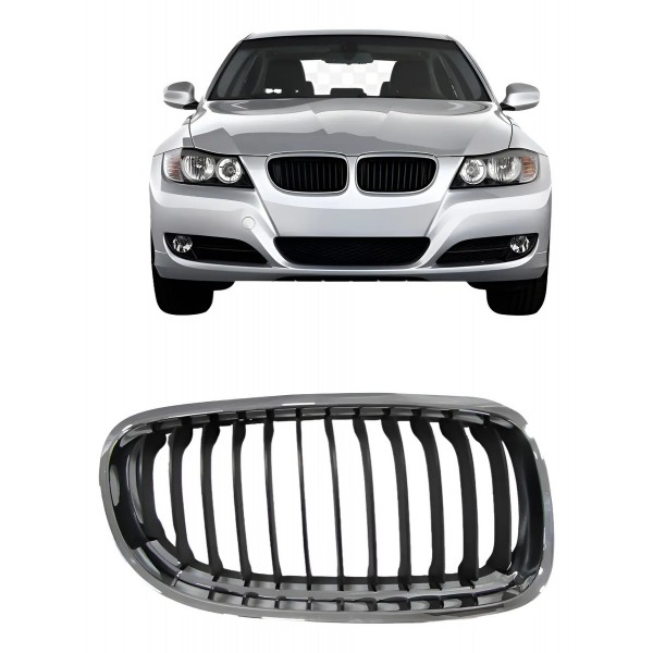 Grade Radiador Bmw 320 2009 2010 2011 2012 Cromada Com Friso