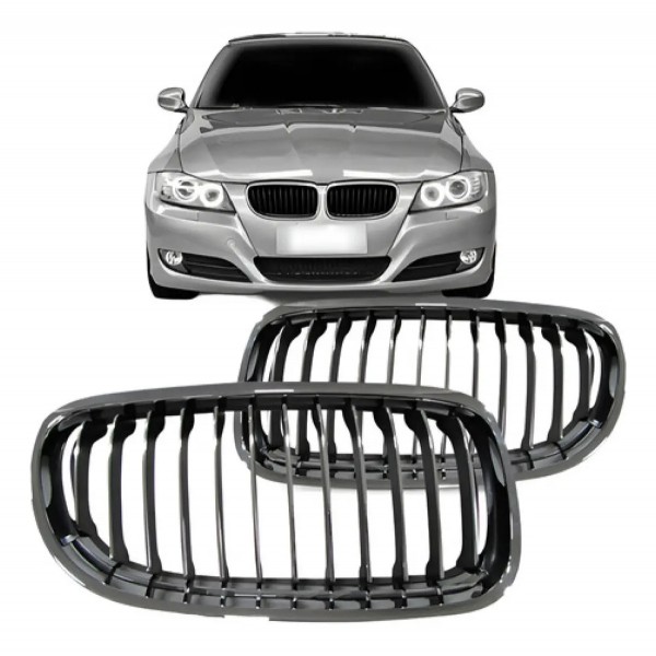 Par Grade Central Bmw 320 2009 2010 2011 2012 Cromada Com Fr Preto