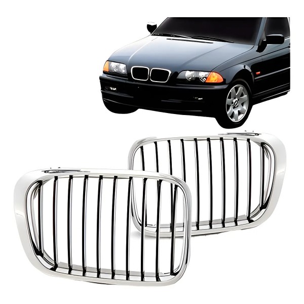 Jogo Tela Radiador Bmw Série 3 1999 2000 2001 Sedan Cromado