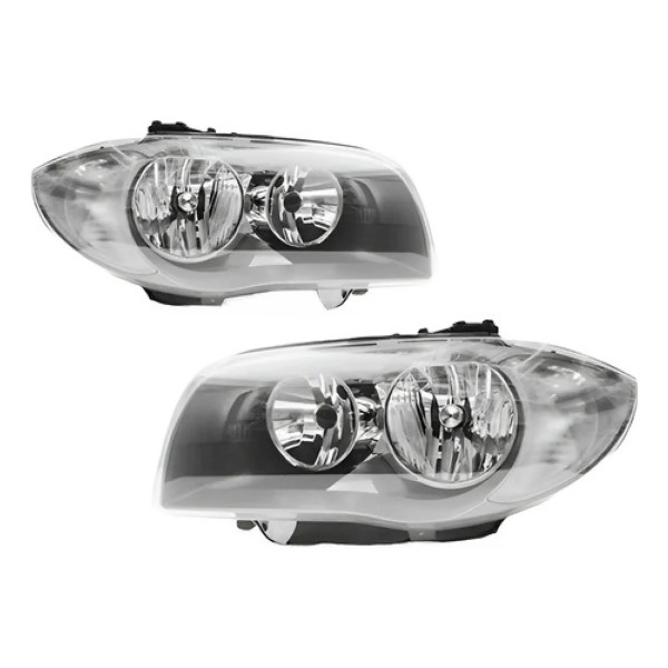Par Farol Dianteiro Para Bmw 118i 2006 A 2011 Mascara Prata