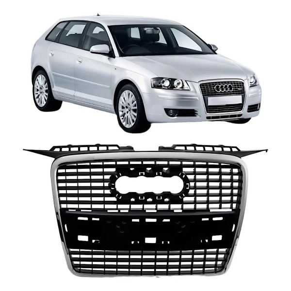 Grade Audi A3 Sportback 2007 2008 Preta Moldura Cromado Preto/cromado