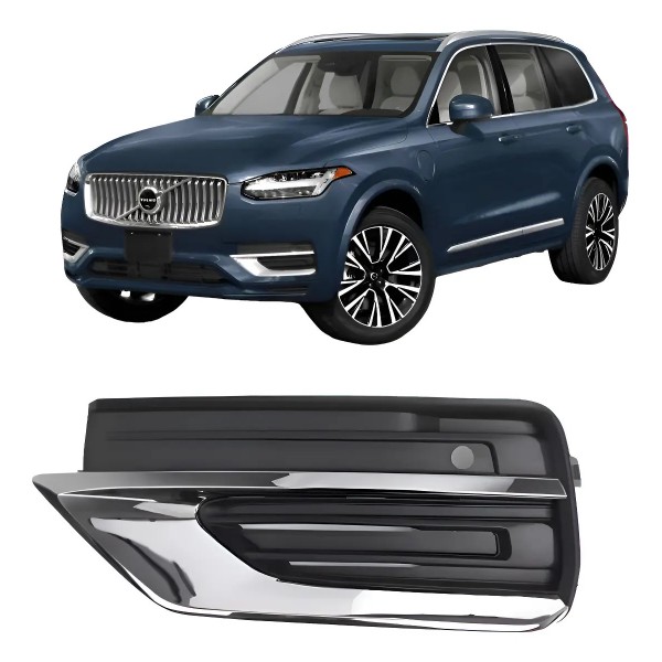 Moldura Grade Direito Parachoque Volvo Xc90 2020 2021 2022 Preto