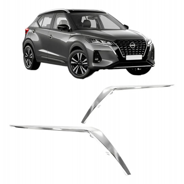 Friso Cromado Farol Esquerda Nissan Kicks 2021 2022 23 2024 Prateado