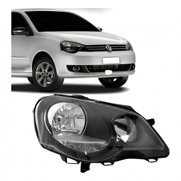 Farol Polo 2007 2008 09 2010 2011 2012 Mascara Negra Manual