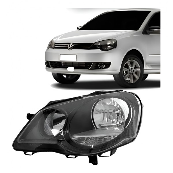 Farol Polo 2007 2008 09 2010 2011 2012 Mascara Negra Manual