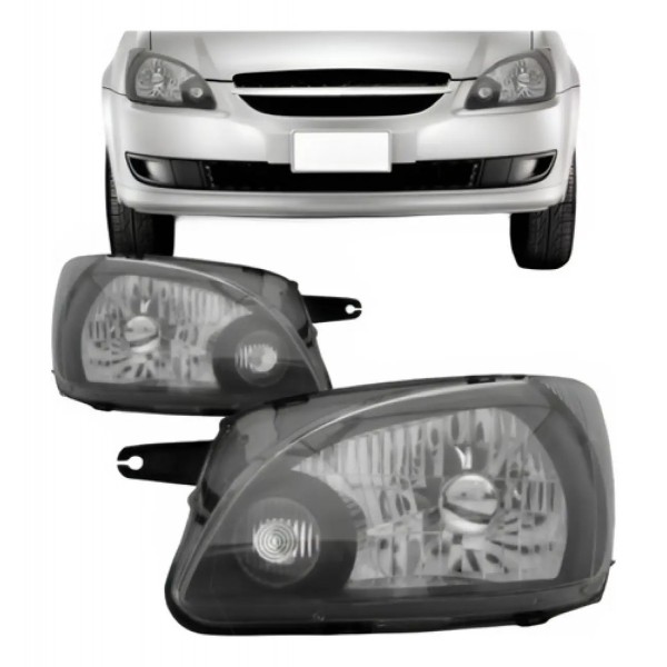 Par Farol Corsa Classic 2010 A 2014 Mascara Negra