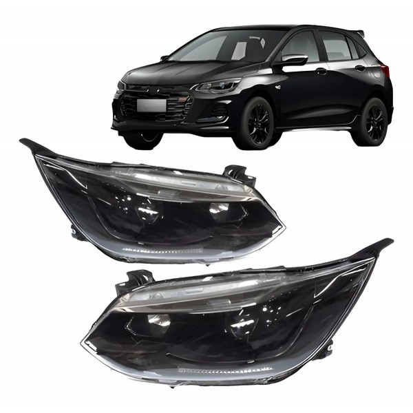 Par Farol Manual Onix 2020 A 2022 Mascara Negra C/ Projetor