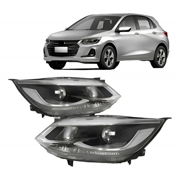 Par Farol Onix 2020 A 2024 Elétrico Cromado C/ Projetor