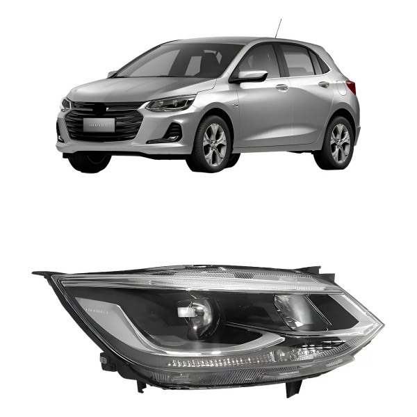 Farol Onix 2020 A 2024 Com Regulagem Com Projetor Cromado