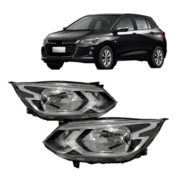 Par Farol Onix Lt / At 2020 2021 2022 Cromado S/ Led Manual