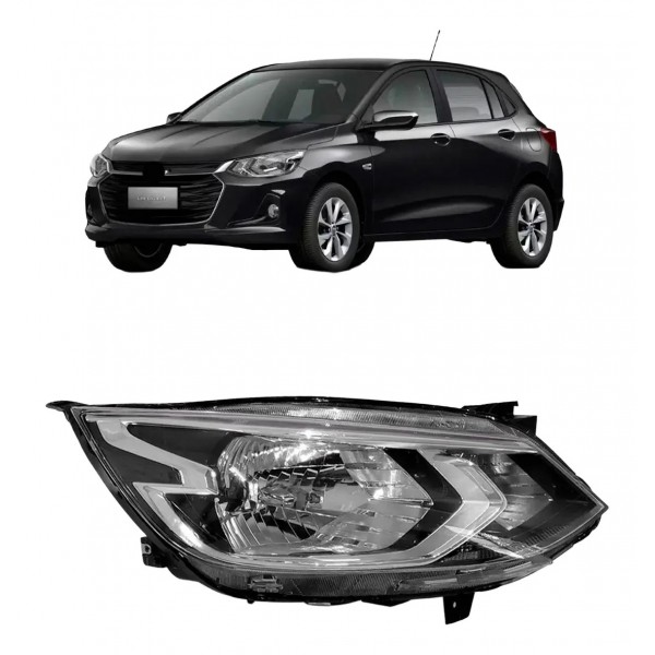 Farol Onix Lt 2020 2021 2022 Dianteiro Cromado S/ Led Manual