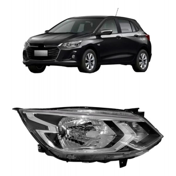 Farol Onix Lt / At 2020 2021 2022 Dianteiro Cromado S/ Led