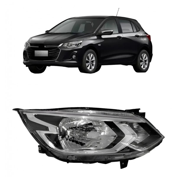 Farol Onix Lt / At 2020 2021 2022 Dianteiro Cromado S/ Led