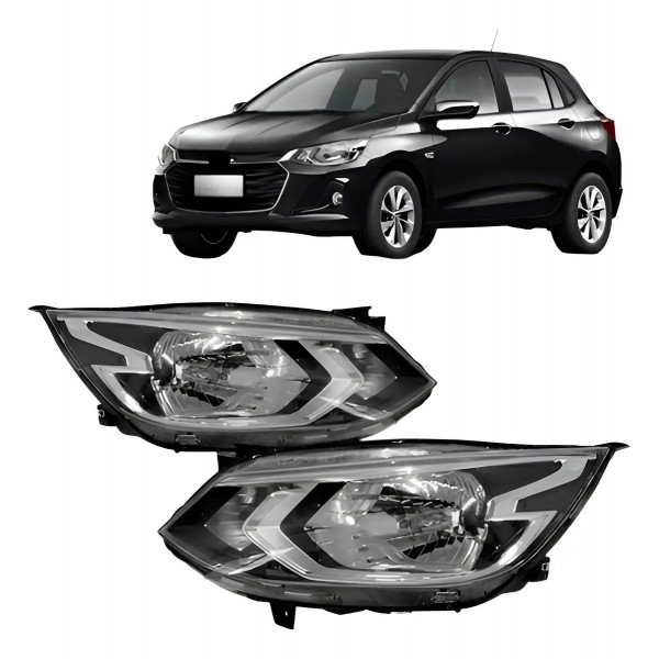 Par Farol Manual Cromado S/ Led Onix 2020 A 2022
