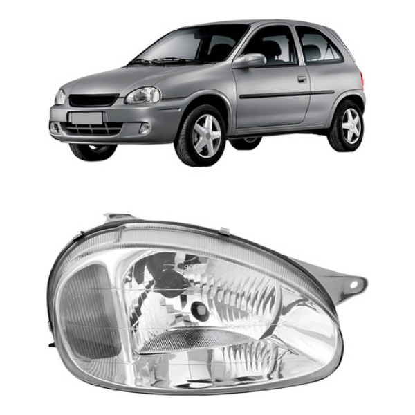 Farol Corsa 2000 A 2002 Carcaça Cinza Lente Policarbonato